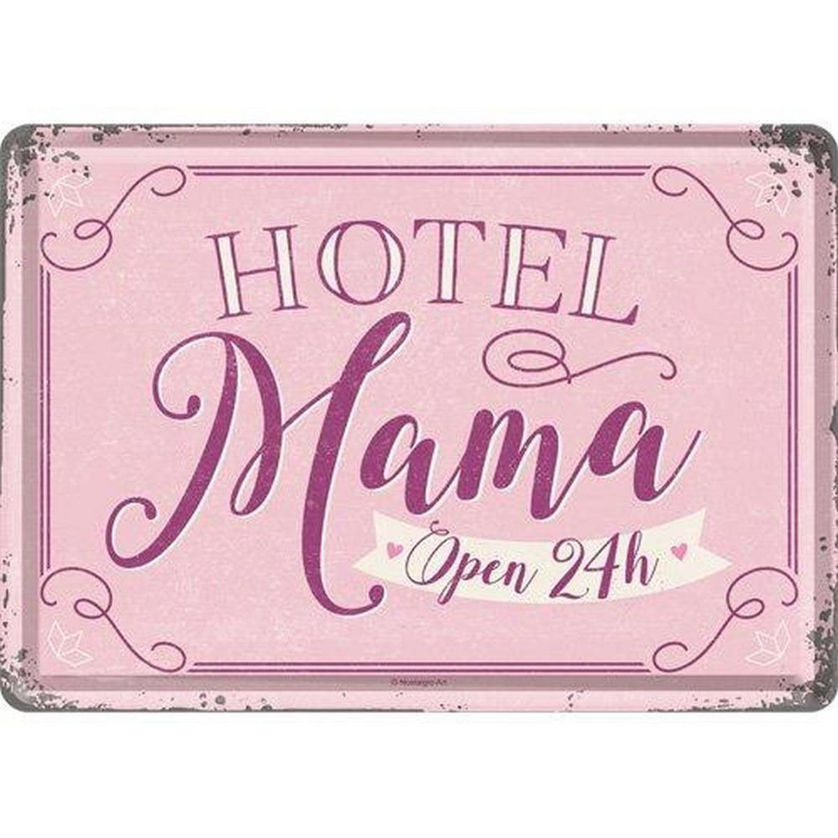 MINIBLECHSCHILD 10/14 cm Word Up Hotel Mama - Multicolor, Metall (14/10/0.1cm) - Nostalgic-Art