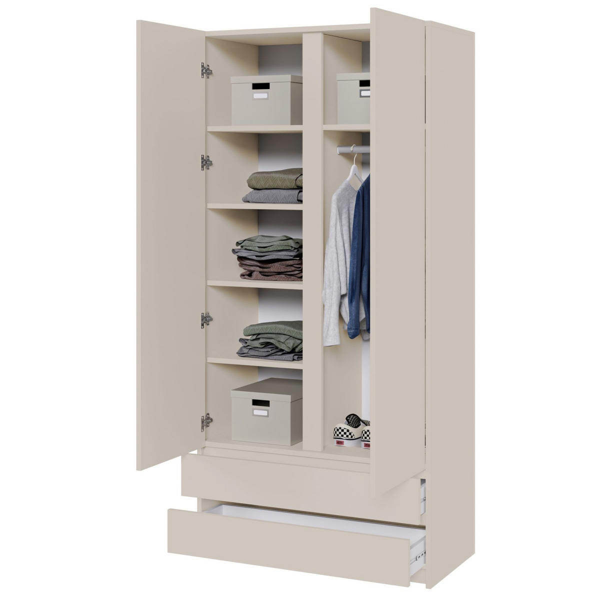 KLEIDERSCHRANK Bemmi Kaschmirgrau 100 cm - Taupe, Holzwerkstoff (100/210/50cm) - Selsey