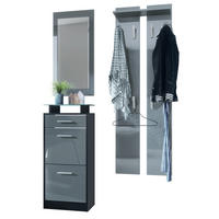 GARDEROBE Loret Front in Grau Hochglanz - Grau, Holzwerkstoff (140/200/23cm) - Vladon