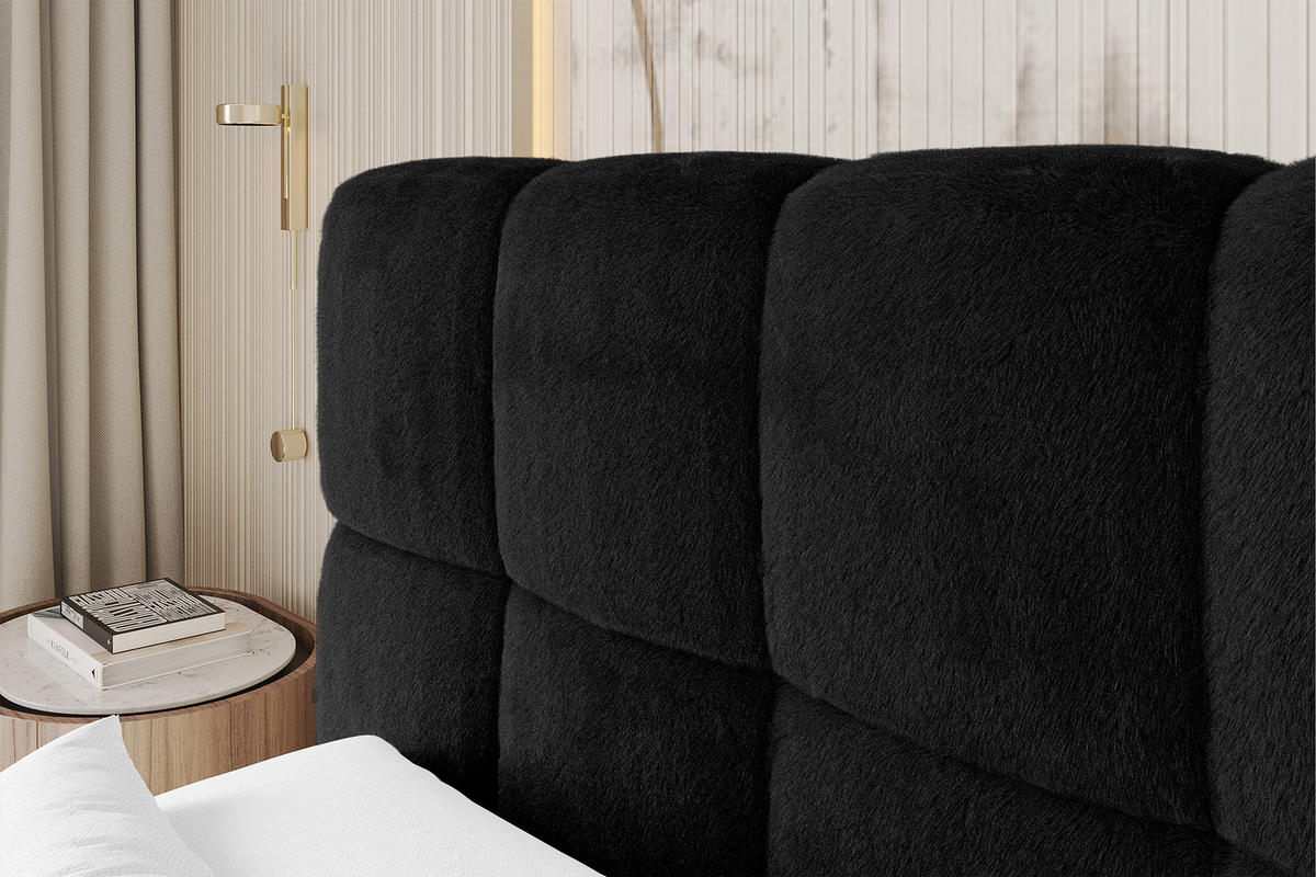 BOXBETT - AURI-H4 - 160x200 Schwarz Lapitt - Schwarz Hochglanz/Schwarz, Holzwerkstoff (160/200cm) - ALTDECOR