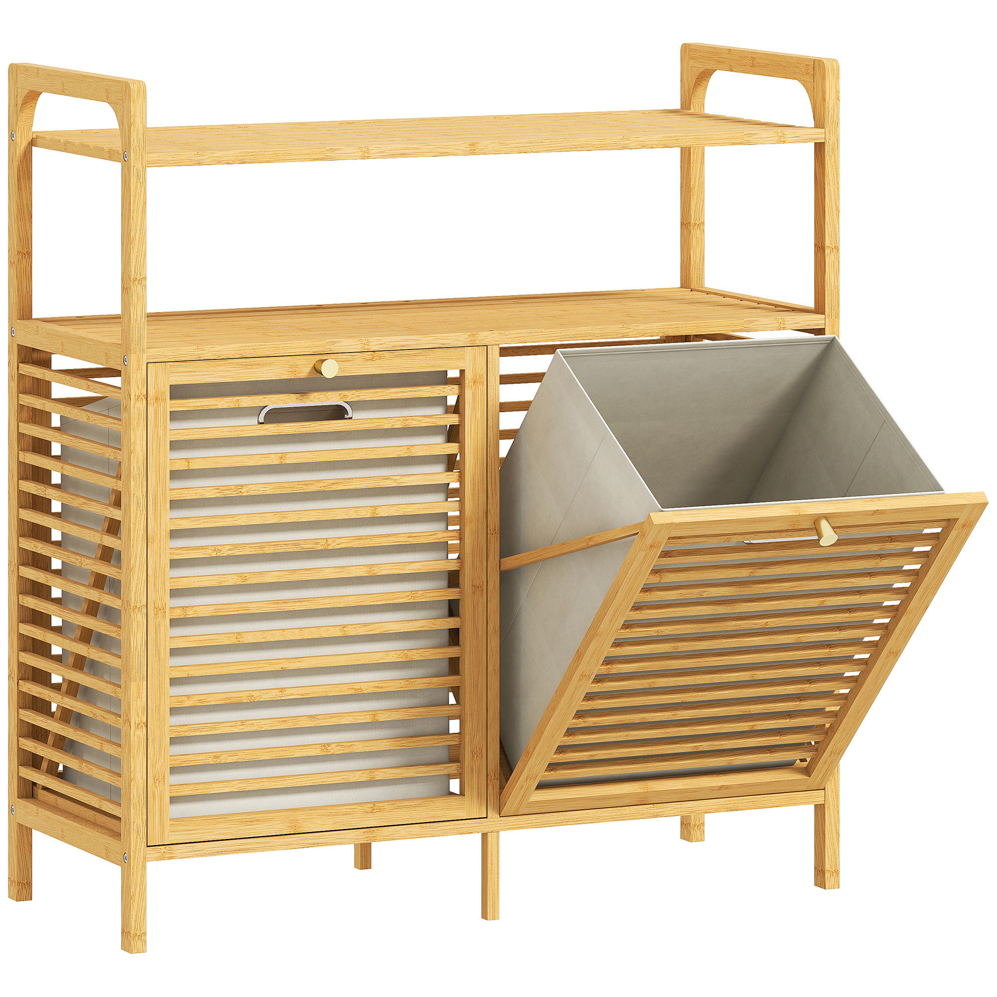 TVÄTTKORG i bambu, polyester och naturträ Naturfärgad 88/33/82 cm