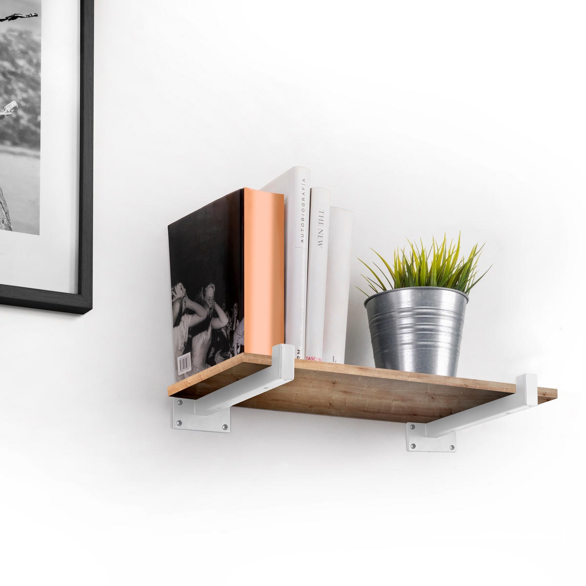 TRÄGER-SET für Regale in Holz Shelf mit Vierkantrohr, Stahl, Weiß - Weiß, Metall (11/5/24.5cm) - EMUCA