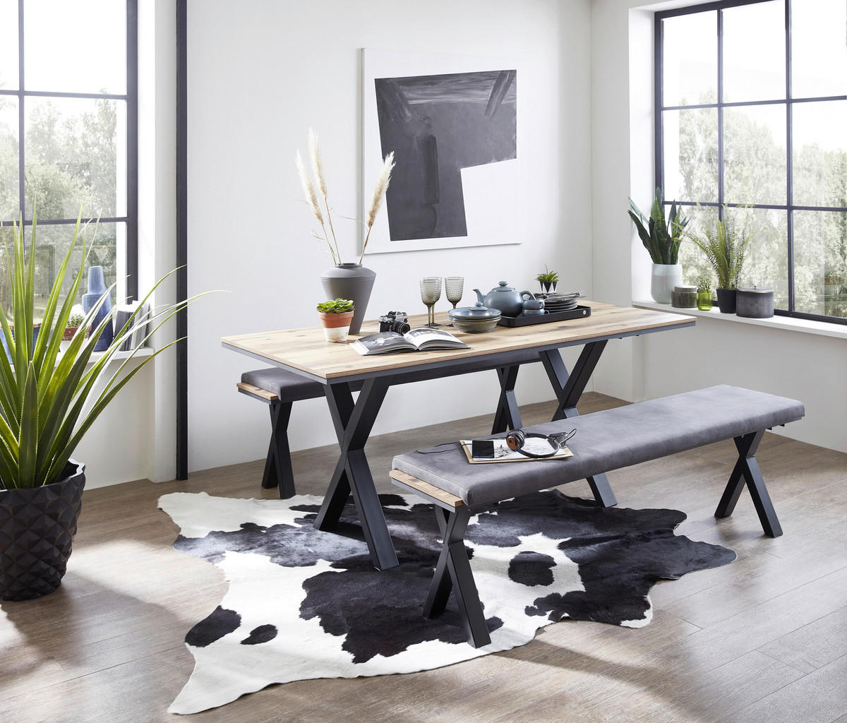 SITZBANK "Prato" , eiche - Dunkelgrau, Textil (49/39/166cm) - Livetastic