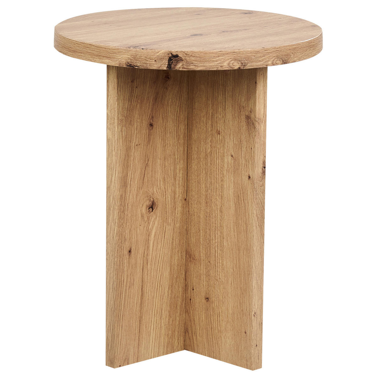 BEISTELLTISCH hellbraun Holzoptik rund 42 cm Stanton - Hellbraun, Holzwerkstoff (42/42/55cm) - Beliani
