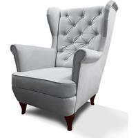 CHESTERFIELD-SESSEL Falco hellgrau mit Holzbeinen - Wengefarben/Hellgrau, Holz/Textil (82/102/92cm) - Beautysofa