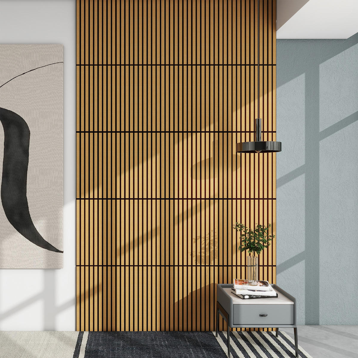 AKUSTICKÝ SET STĚNOVÝCH PANELŮ Vang 4 KS II - Sonoma dub, kompozitní dřevo/plast (60/60/2.1cm) - NEU.HOLZ