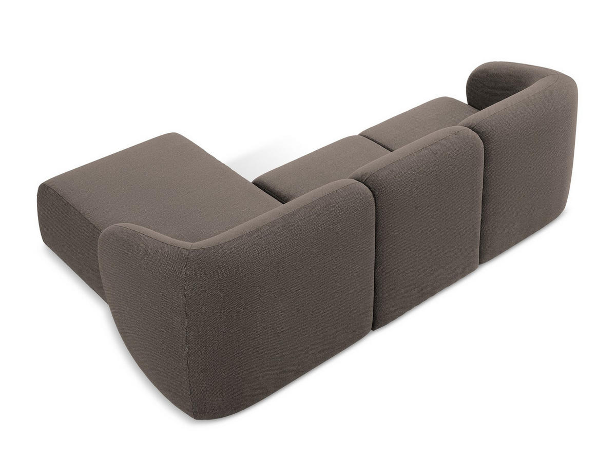 ECKSOFA Rechts Bouclé Stoff Braun - Schwarz/Mokka, Holzwerkstoff/Kunststoff (248/166cm) - Makamii