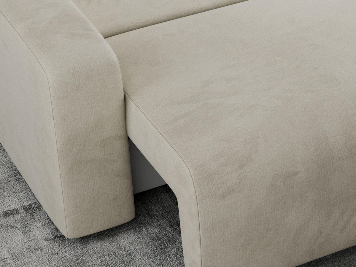 ECKSOFA ARGOS Beige Velours - Beige/Schwarz, Kunststoff/Textil (245/150cm) - MKS
