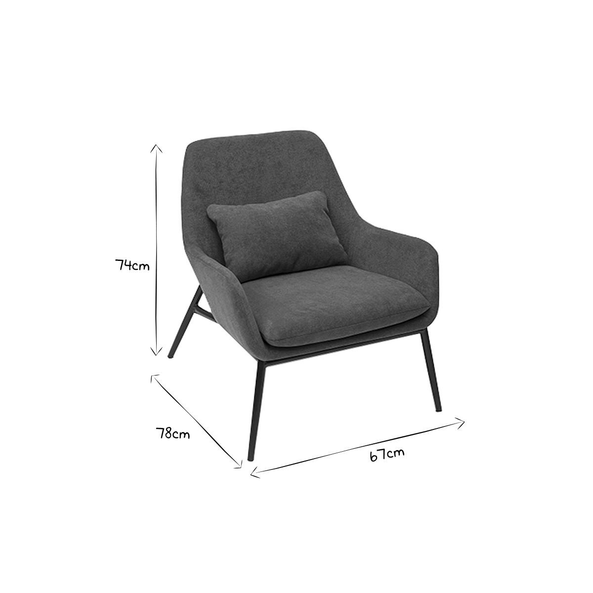 SESSEL Stoff Samteffekt Entenblau Schwarz Metall MAXINE - Blau, Textil (78/74/67cm) - Miliboo