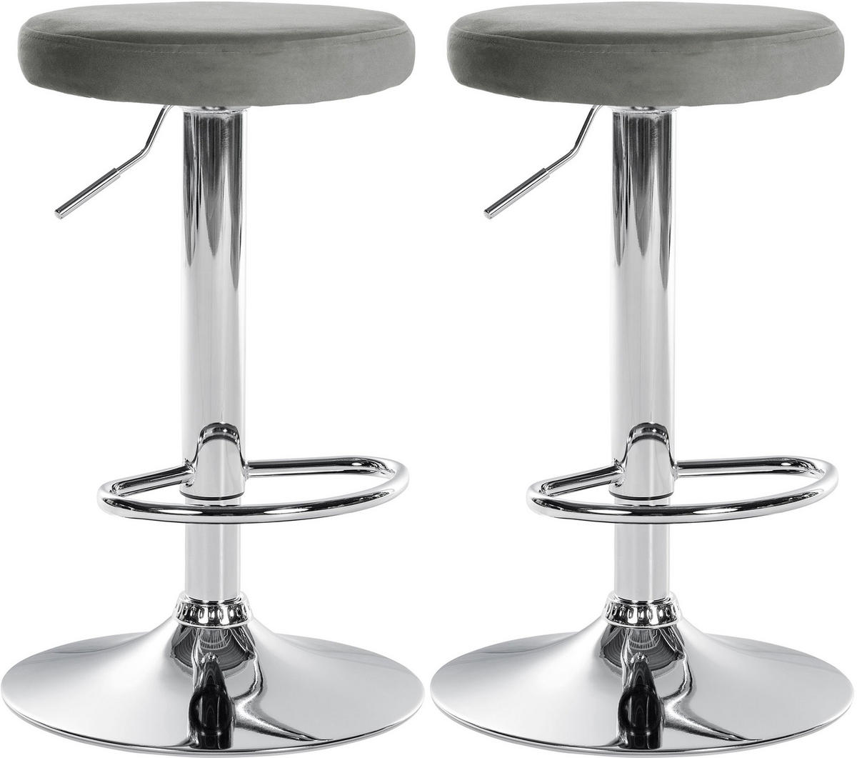 BARHOCKER 2er Set Samt grau - Grau, Textil/Metall (38.5/60/38.5cm) - CLP