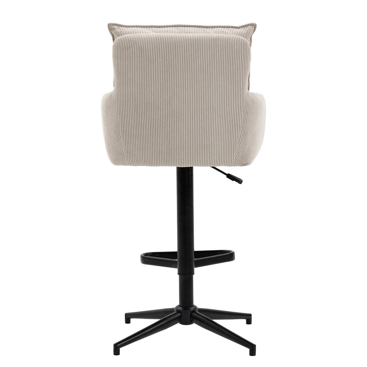 BARSTUHL - 2er-Set - Höhenverstellbar - Cord / Eisen - Beige, Textil/Metall (54/100/58cm) - home24