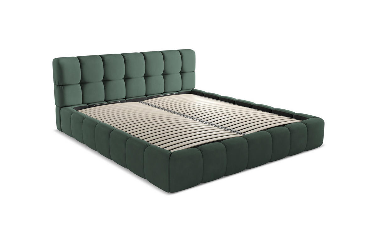 POLSTERBETT mit Bettkasten und Lattenrost 200x228 Blau - Blau/Schwarz, Kunststoff/Textil (180/200cm) - Makamii