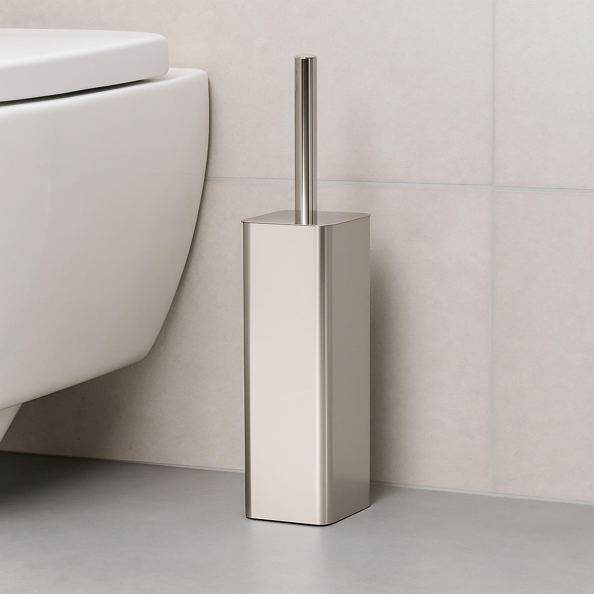 WC-BÜRSTENHALTER - Silberfarben, Kunststoff/Metall (9/45/8cm) - Relaxdays