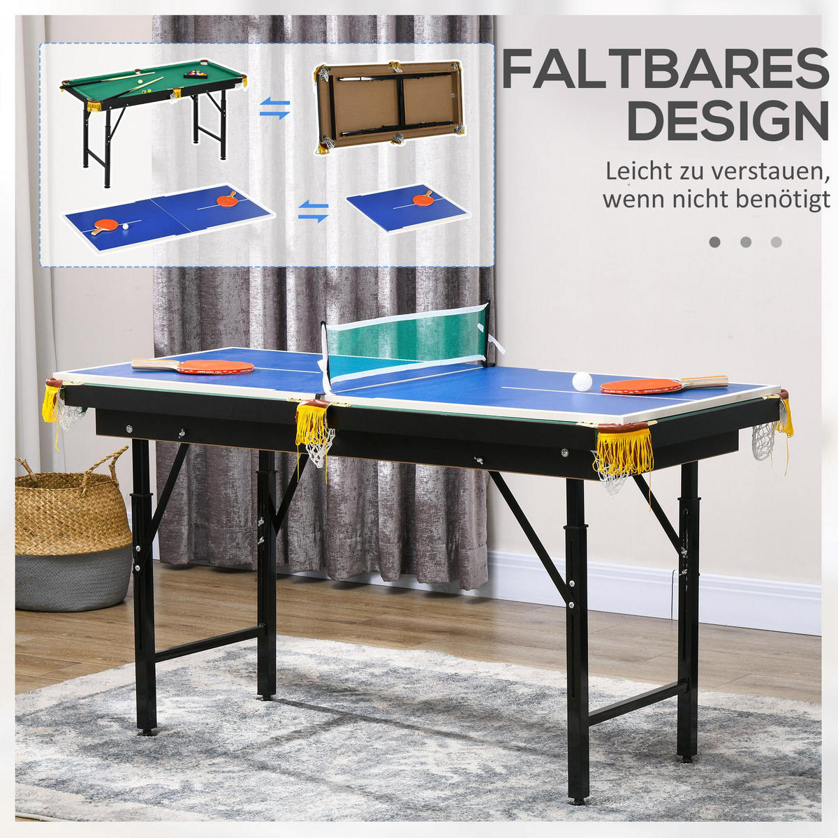 MULTIGAME Spieletisch - Blau, Holzwerkstoff (63/140cm) - SPORTNOW