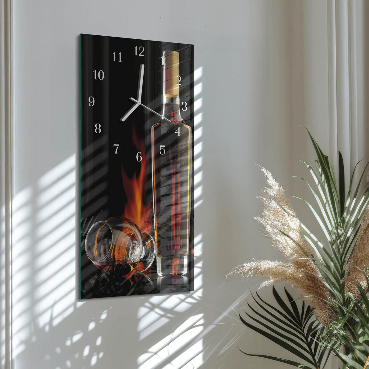 WANDUHR 30x60 cm - Abstraktion - Schwarz, Glas (30/60/0.4cm) - TULUP