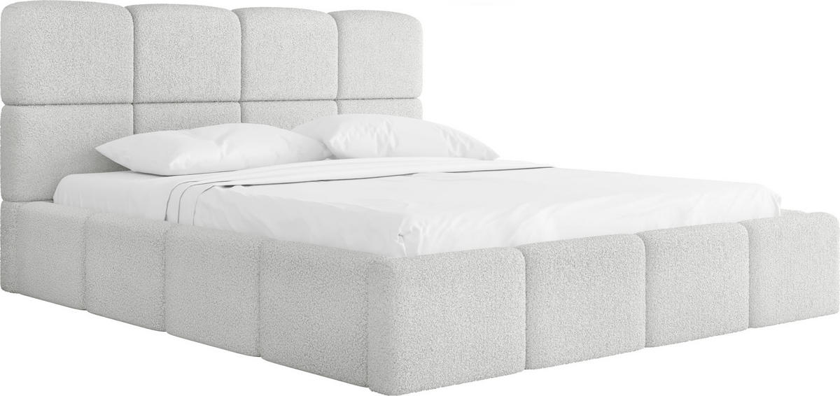 POLSTERBETT Tivio mit Bettkasten, Grau Boucle 200x200 cm - Birkefarben/Hellgrau, Holz/Holzwerkstoff (200/200cm) - WFL GROUP