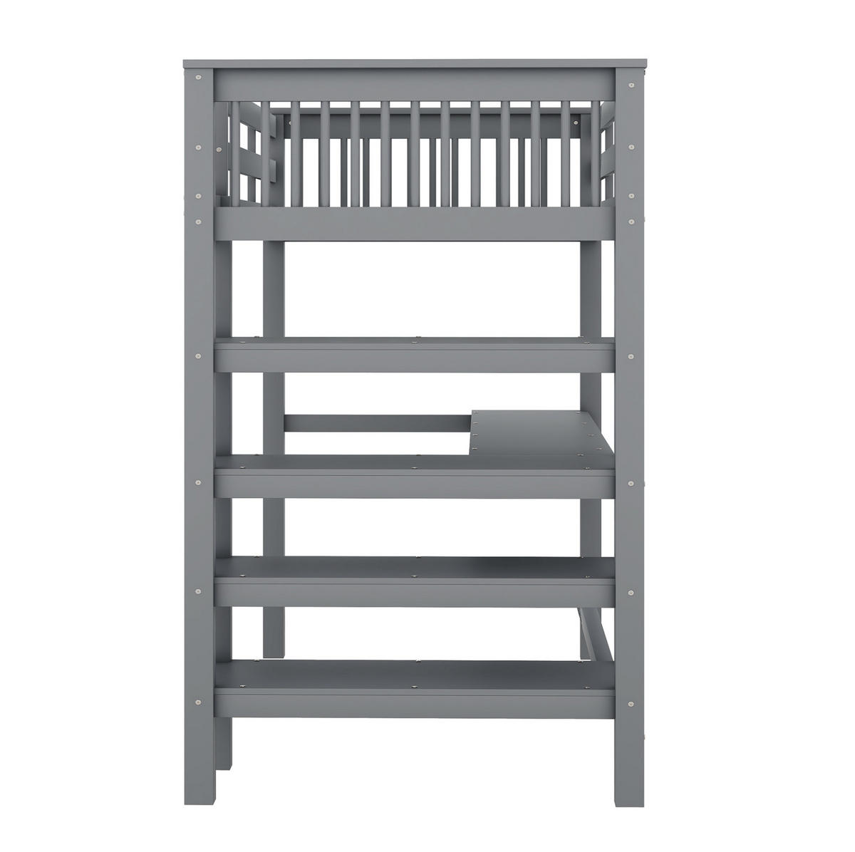HOCHBETT 90/200 cm Grau mit Schreibtisch und Ablagefächern - Grau, Holzwerkstoff (90/200cm) - Flora Grace