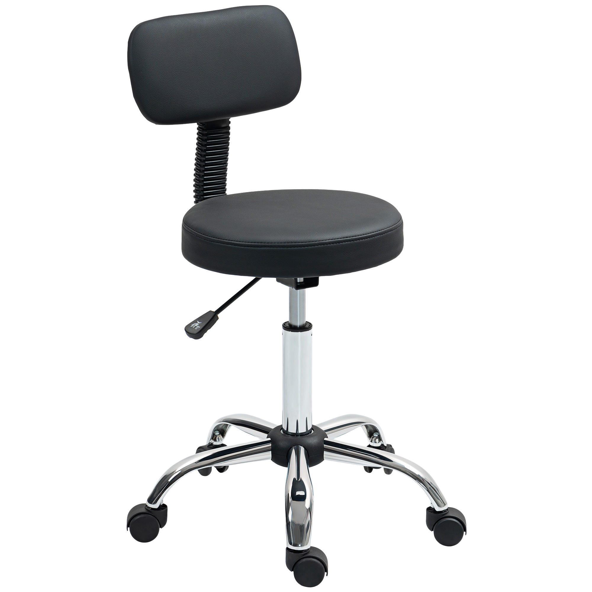 DREHHOCKER Kunstleder Schwarz - Silberfarben/Schwarz, Kunststoff/Metall (51/93/46cm) - HOMCOM