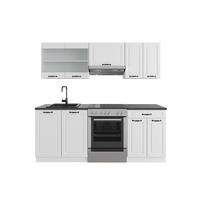 KÜCHE R-Line Weiß Landhaus/Weiß 200 cm ohne AP - Creme/Weiß, Holzwerkstoff (200/81.6/46cm) - Vicco