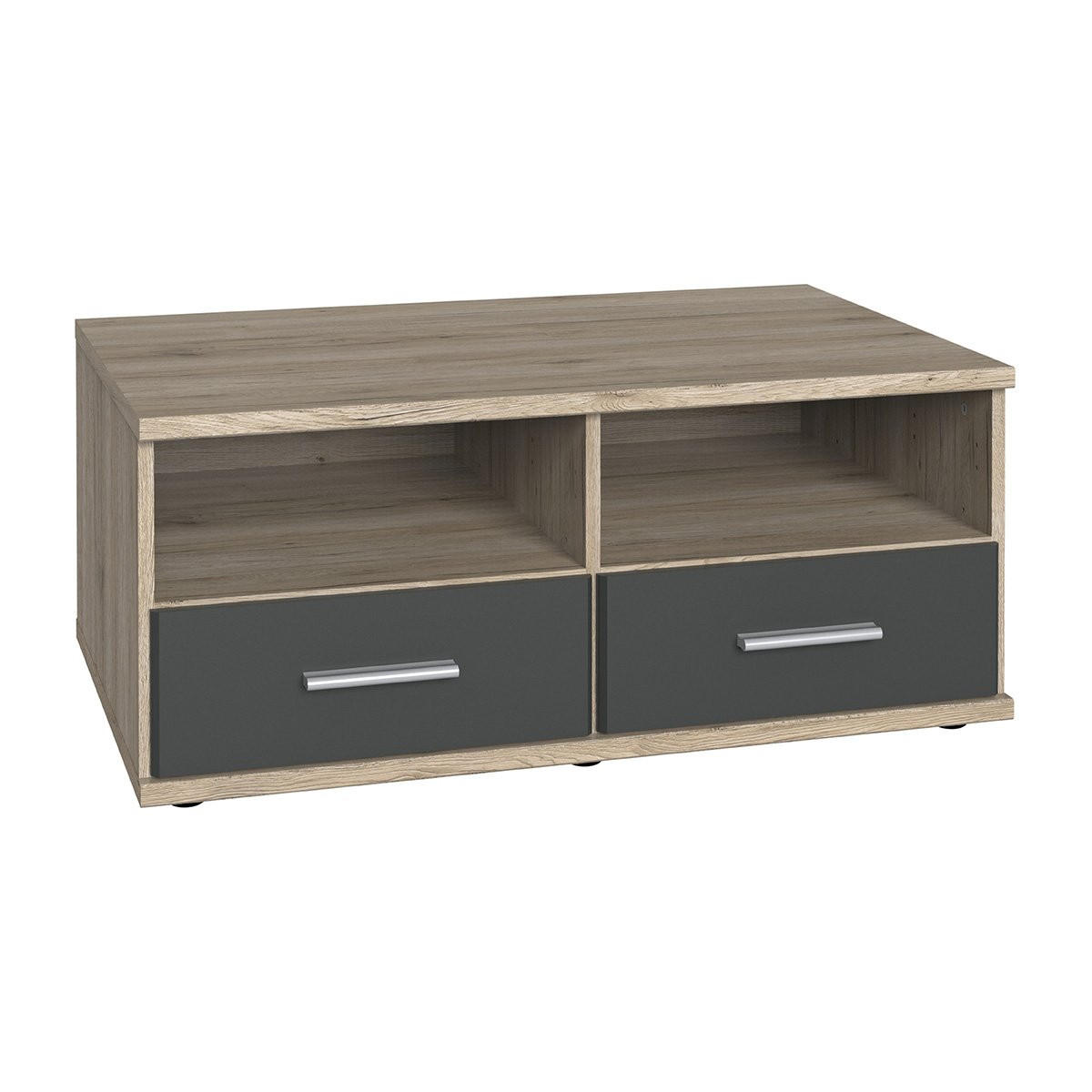 TV-MÖBEL 2 Schubladen 2 Fächer - L92 cm - Eiche Artisan/Grau, Holzwerkstoff (58/38/92cm) - Calicosy