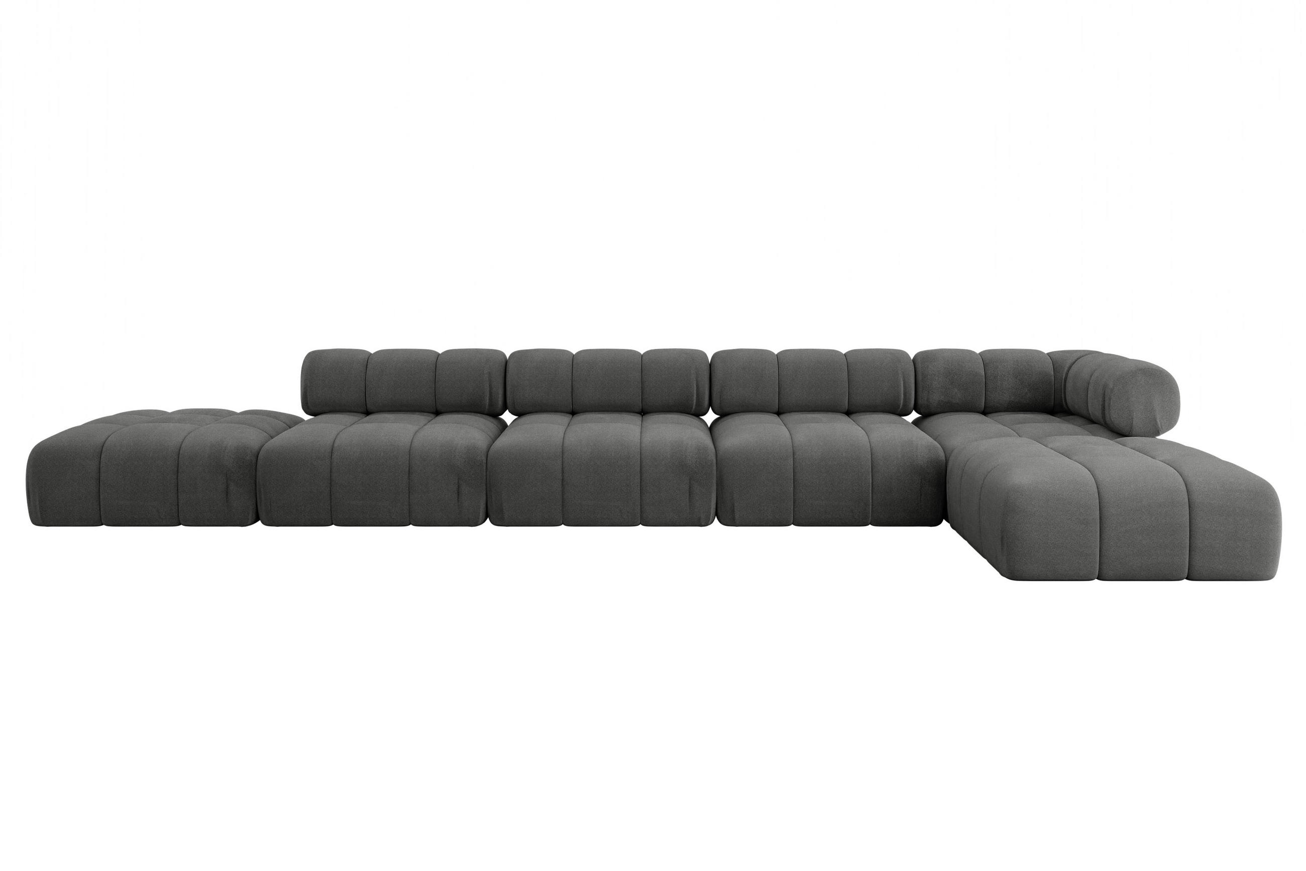 ECKSOFA modulares Sofa Kerru-L3 - 475x190x70 cm Dunkelgrau Velours - Dunkelgrau, Holzwerkstoff/Textil (475/190cm) - ALTDECOR