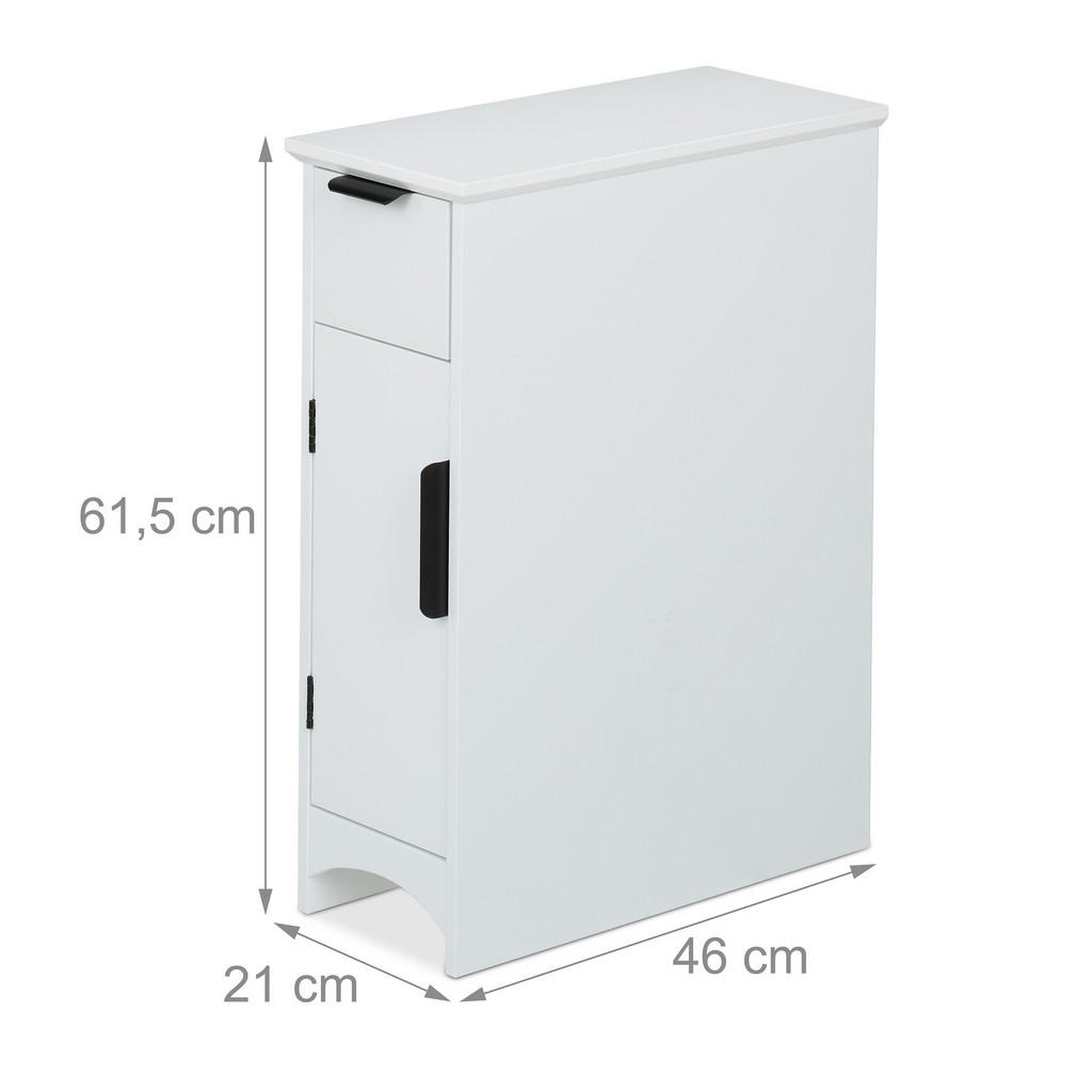 Thumbnail - Relaxdays Nischenschrank, Weiß, Holzwerkstoff, 1 Schubladen, 21x61.5x46 cm, Badezimmer, Badezimmerregale, Badregale