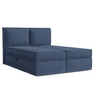 BOXBETT Bergen Marineblau 140/200 cm mit Matratze - Schwarz/Dunkelblau, Holz/Holzwerkstoff (140/200cm) - Maison de Reve
