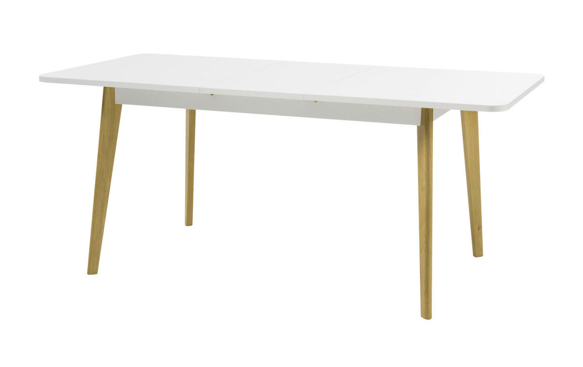 ESSTISCH weiß matt, Eiche, skandinavisch, Küchentisch ausziehbar 140 - 180 cm, - Eichefarben/Weiß, Holzwerkstoff (140/80/75cm) - Furn.Design