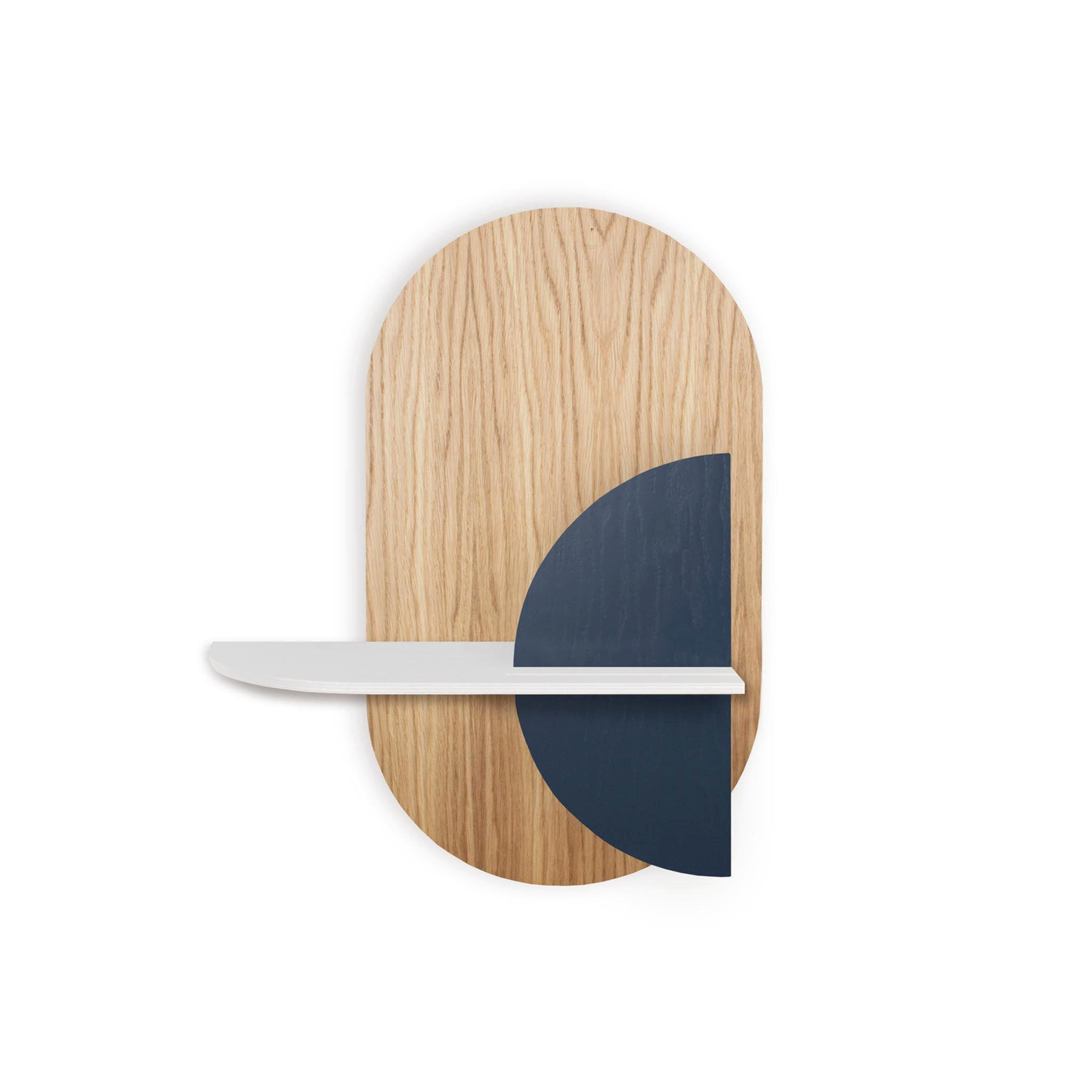 REGAL Alba Oval - Blau/Eichefarben, Holz (60/72/17cm) - Woodendot