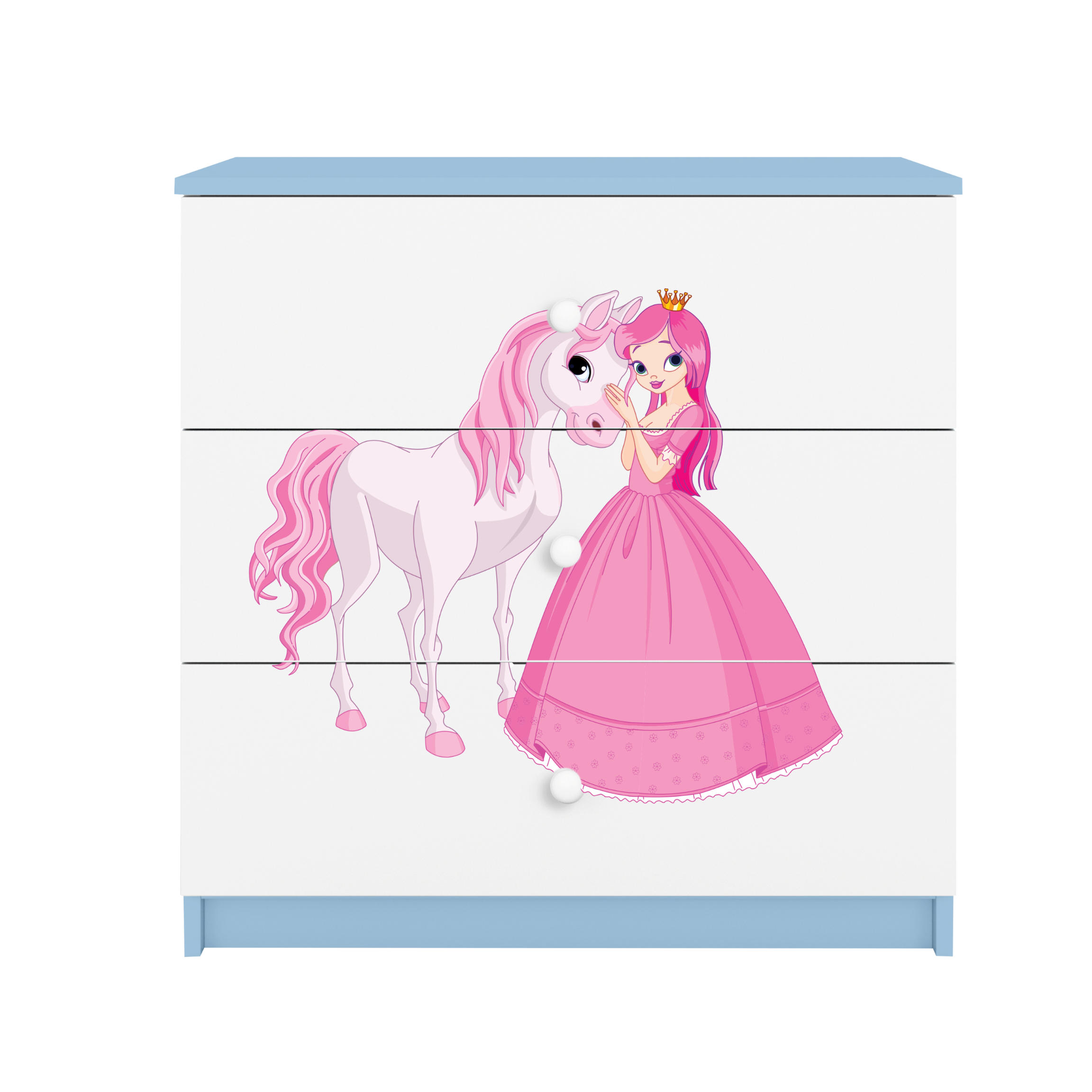KOMMODE Babydreams Prinzessin Pferd 81/81/41 - Blau, Holzwerkstoff (81/81/41cm) - RAUMHIRSCH FURNITURE