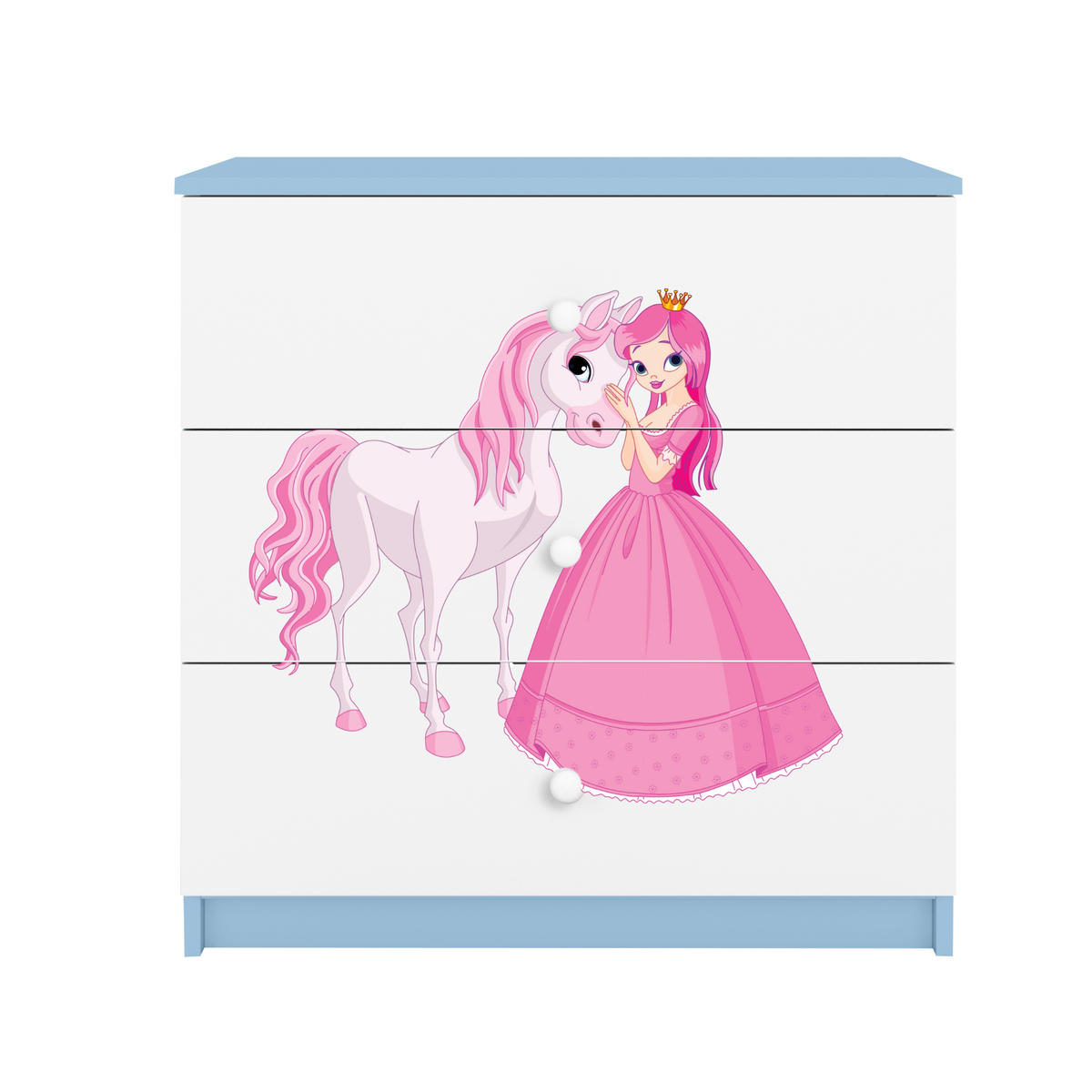 KOMMODE Babydreams Prinzessin Pferd 81/81/41 - Blau, Holzwerkstoff (81/81/41cm) - RAUMHIRSCH FURNITURE