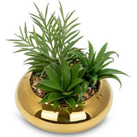 KUNSTPFLANZE Sukkulente im Keramiktopf Gold 18 cm - Goldfarben, Keramik (19.5cm)