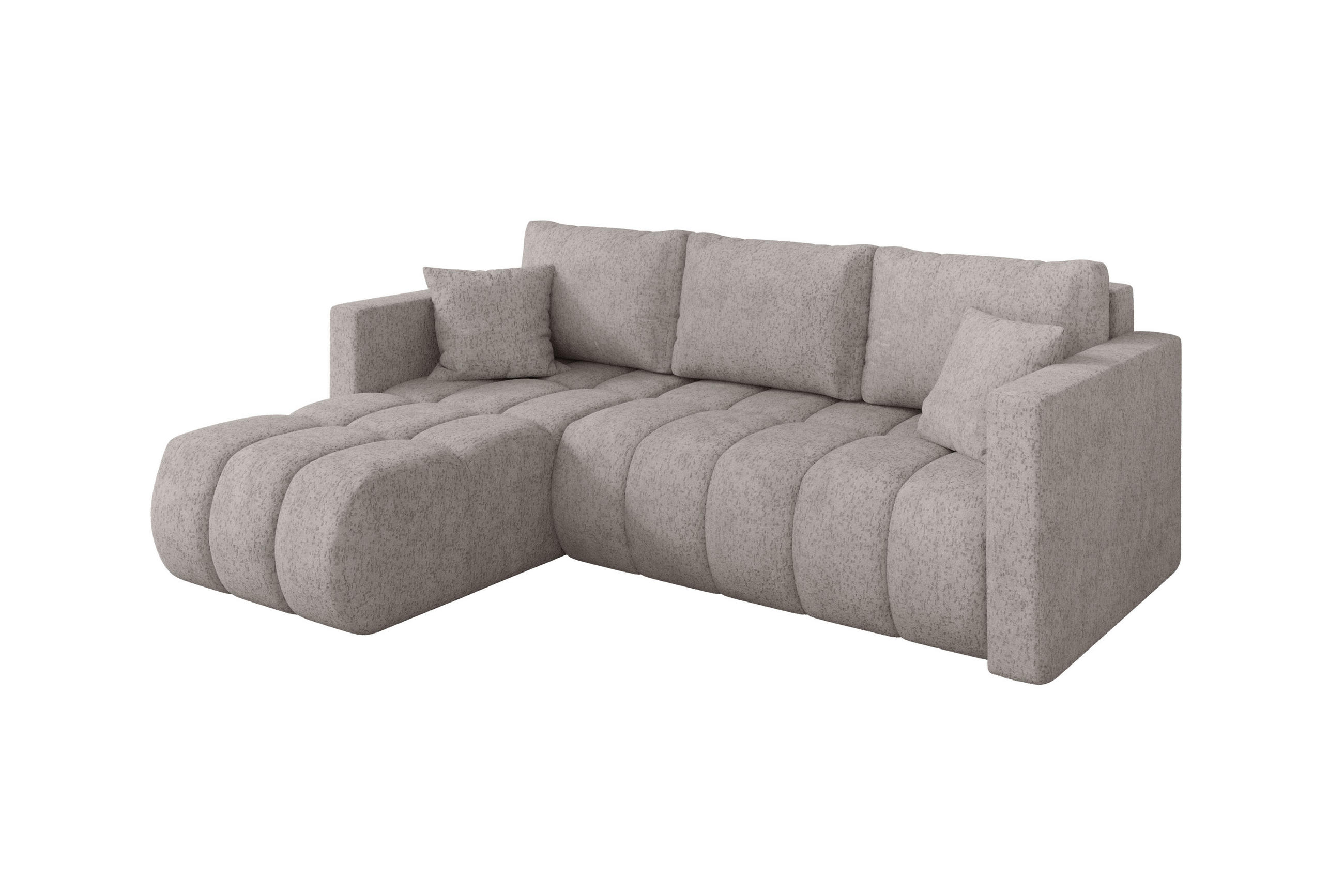 ROHOVÁ SEDAČKA s funkcí spaní, otoman vlevo GARD-L 226x146x85 světle šedá velur - černá/světle šedá, kompozitní dřevo/textil (226/146cm) - ALTDECOR