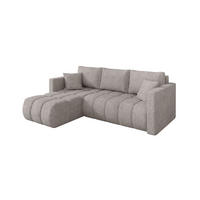 ROHOVÁ SEDAČKA s funkcí spaní, otoman vlevo GARD-L 226x146x85 světle šedá velur - černá/světle šedá, kompozitní dřevo/textil (226/146cm) - ALTDECOR