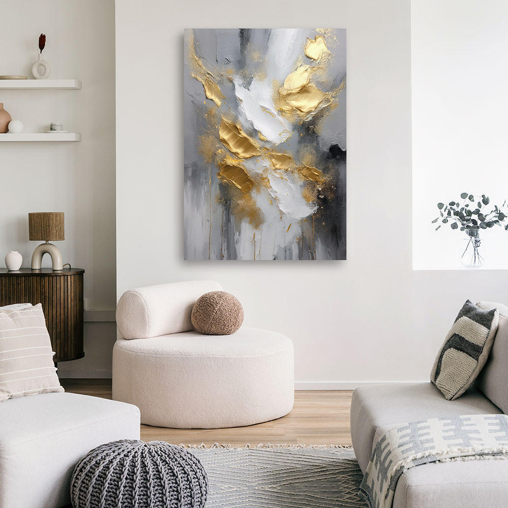 WANDBILD marmor glamour textur gold - Grau, Textil (40/60cm) - Feeby