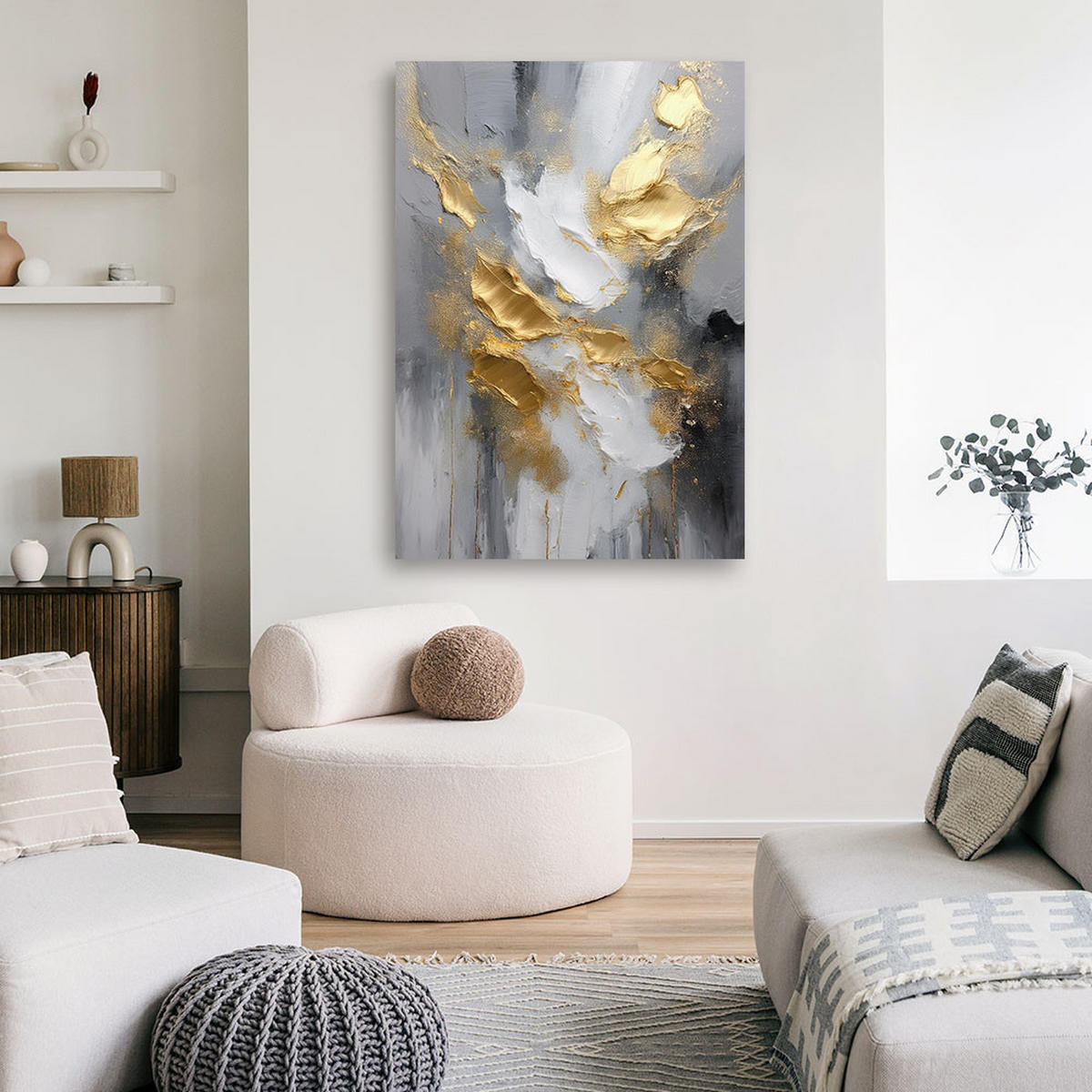 WANDBILD marmor glamour textur gold - Grau, Textil (40/60cm) - Feeby