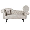 CHAISCHAISELONGUE Samtstoff taupe links Lattes - Beige/Dunkelbraun, Textil (192/81/59cm) - Beliani