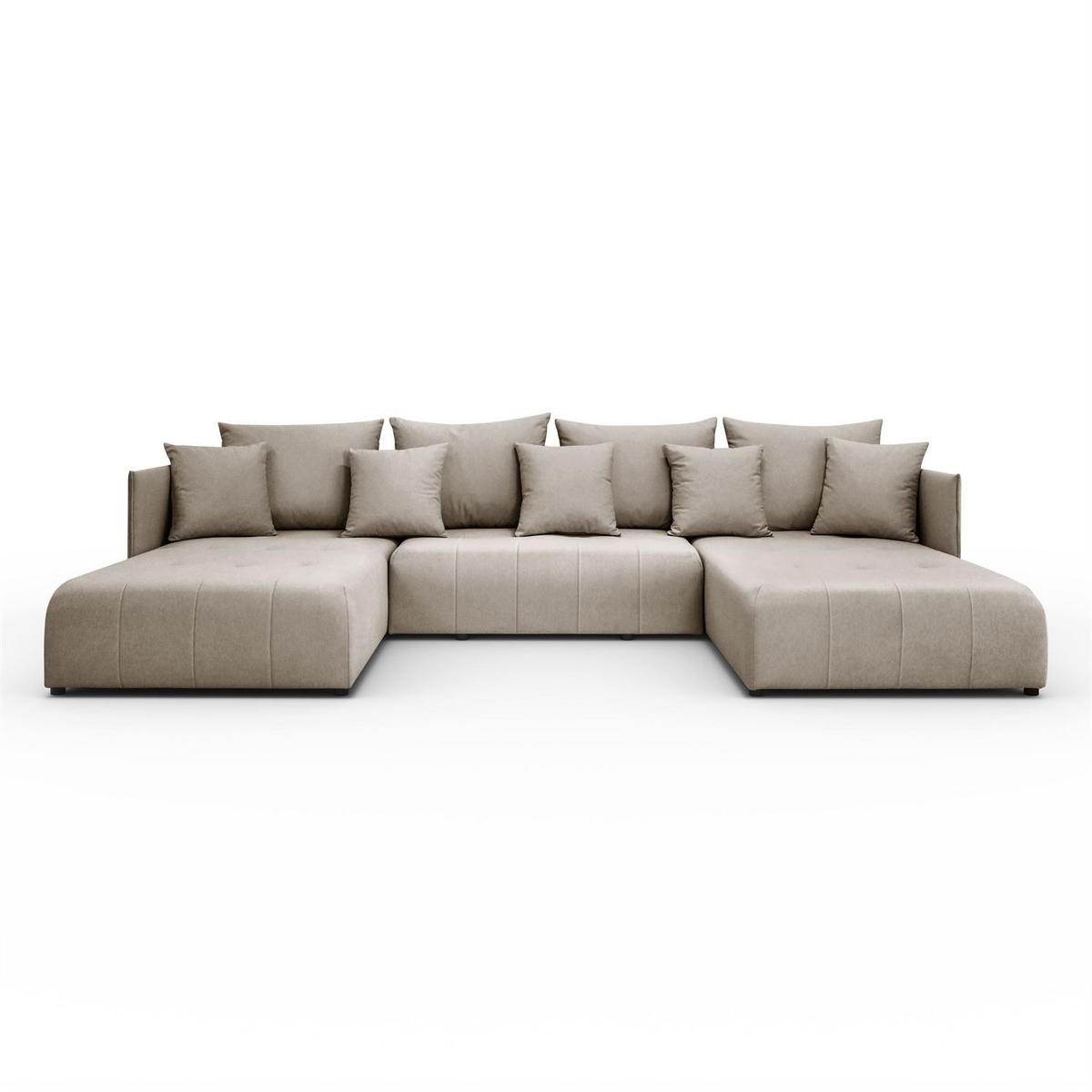 WOHNLANDSCHAFT APOLLO U mit Schlaffunktion und Bettzeugkasten - Beige, Textil (348/93/188cm) - Lookway