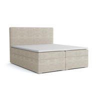 BOXBETT LOFT III 180/200 Cord Creme mit Bonell-Federkernmatratzen H3 - Creme, Holz/Holzwerkstoff (180/200cm) - Deine Möbel 24