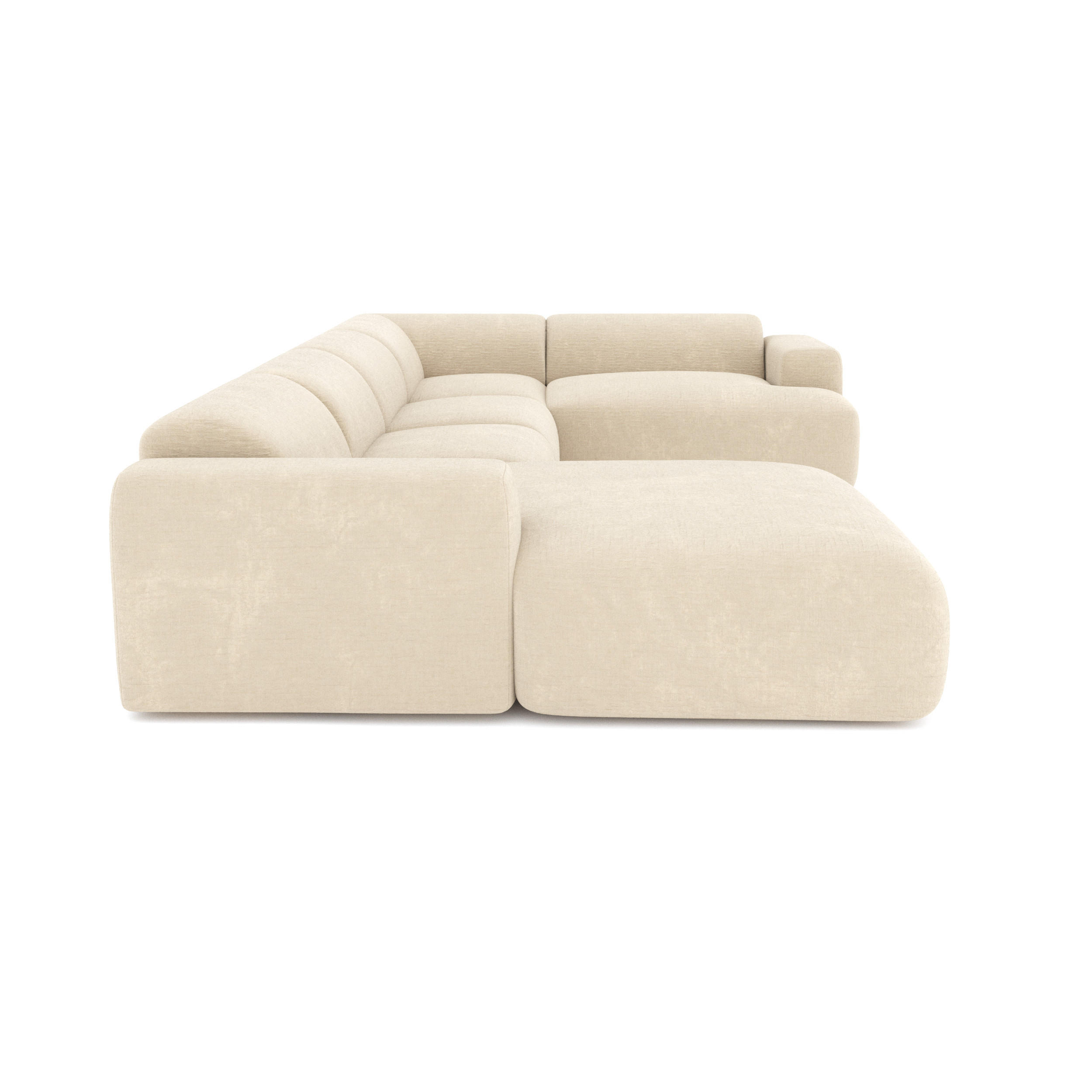 WOHNLANDSCHAFT Texturierter Samt Creme 354cm - Creme, Textil (354/73/164cm) - Sia Home