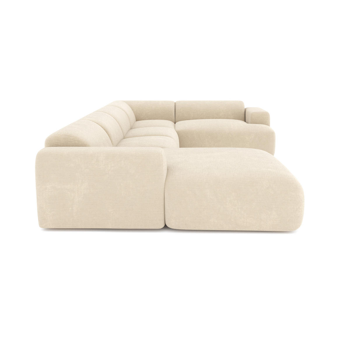 WOHNLANDSCHAFT Texturierter Samt Creme 354cm - Creme, Textil (354/73/164cm) - Sia Home