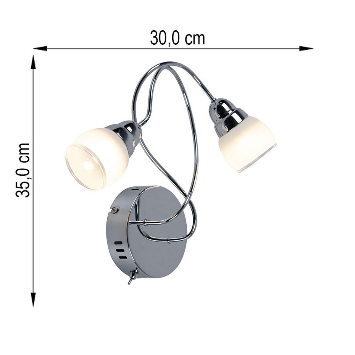 LED WANDLEUCHTE OHARA Metall Chrom - Silberfarben, Glas (35/30/12.5cm) - Esto