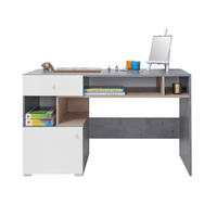 KINDERSCHREIBTISCH SIMON 10 125/55/76 Grau/Weiß/Sonoma Eiche - Weiß/Grau, Holzwerkstoff (125/76/55cm) - Deine Möbel 24