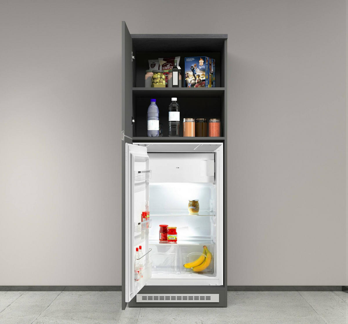 KÜCHENSCHRANK Anthrazit, Schiefer 60/60/165 cm - Schwarz, Holzwerkstoff (60/165/60cm) - DMORA