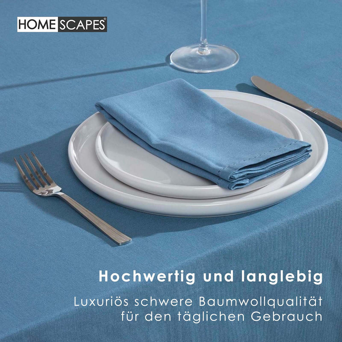 TISCHDECKE blau rund 178 cm, 100% Baumwolle - Blau, Textil (178/178cm) - Homescapes