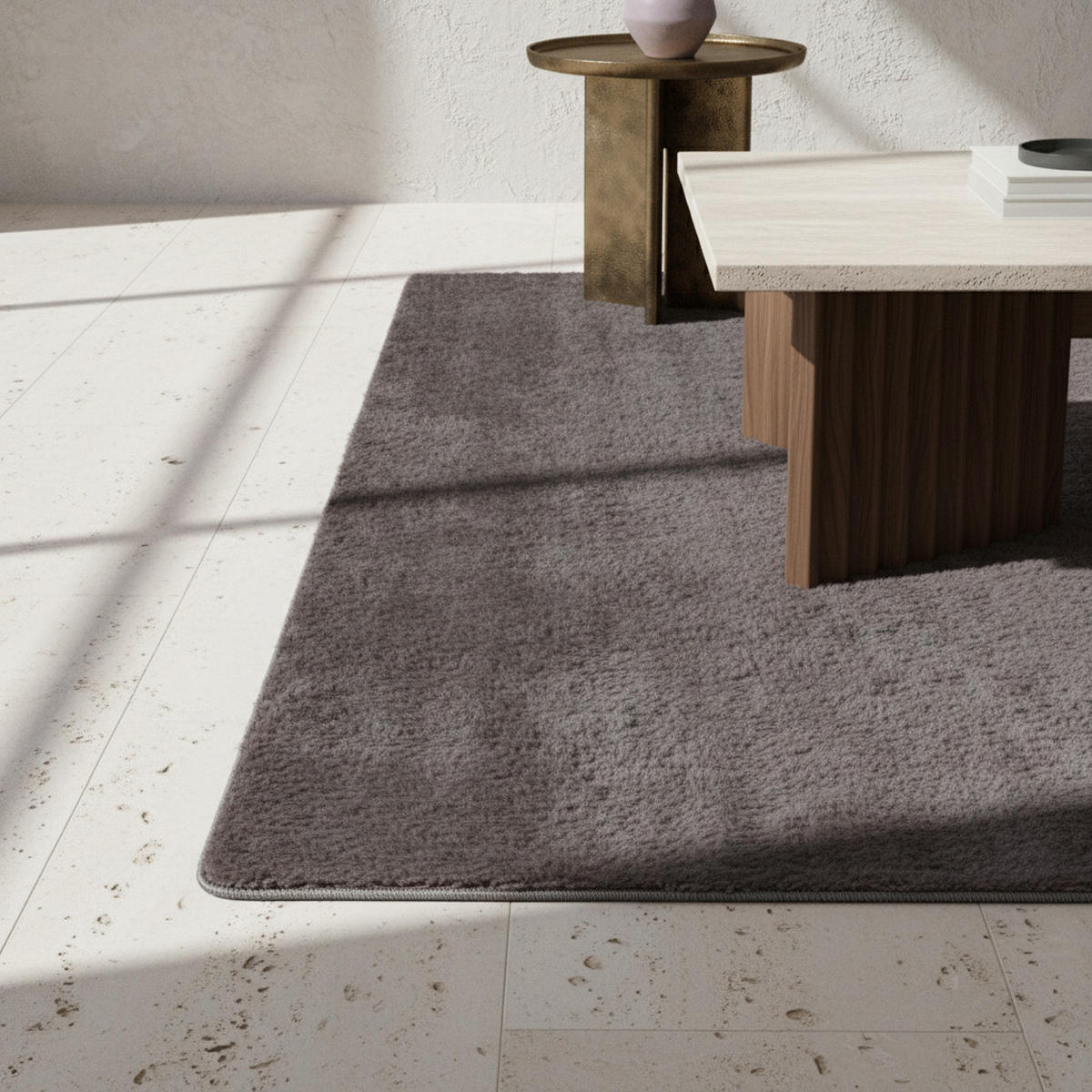 KURZFLORTEPPICH Waschbar ISAR, einfarbig, Grau, 240 x 340 cm - Grau, Textil (240/340cm) - KADIMA DESIGN