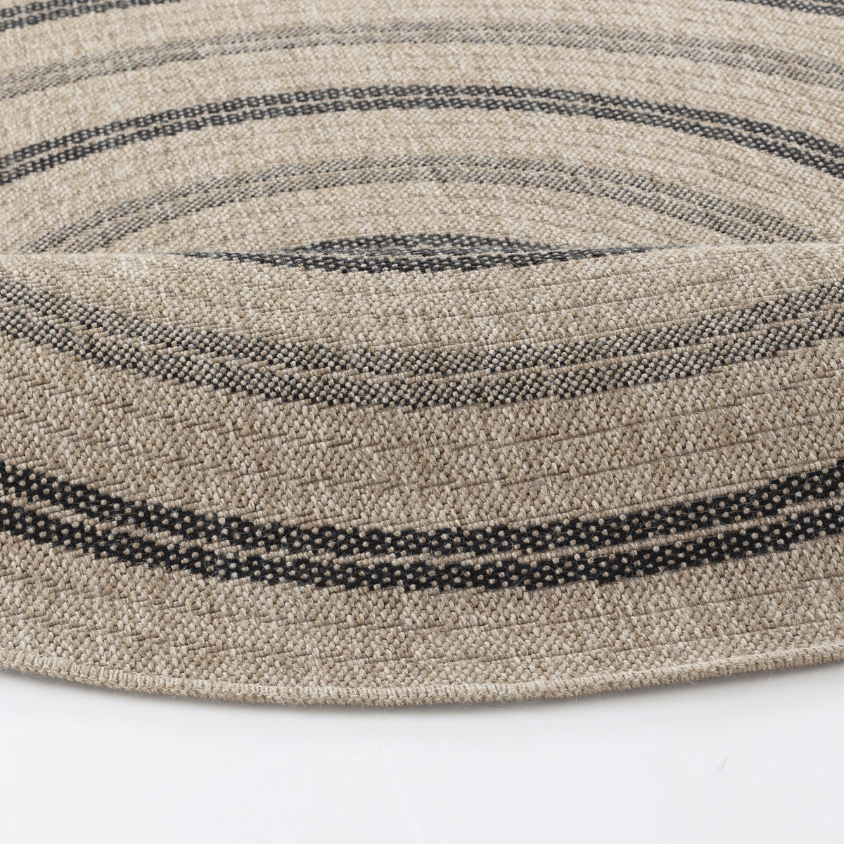 OUTDOORTEPPICH Rund Jute-Optik Ø 160 cm Beige - Beige/Schwarz, Kunststoff/Textil (160/160cm) - LIVABLISS