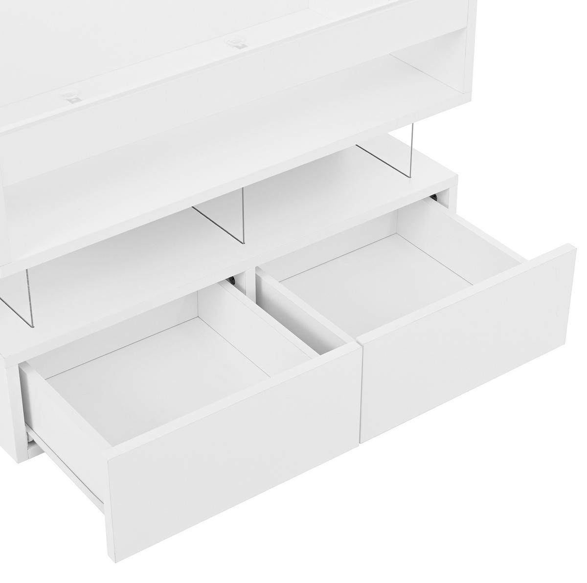 COUCHTISCH in Weiß Wohnzimmertisch höhenverstellbar mit 16-farbiger LED-Beleuchtung, B70/T67/H57cm - Weiß, Glas/Holzwerkstoff (67/70/57cm) - STILVORA