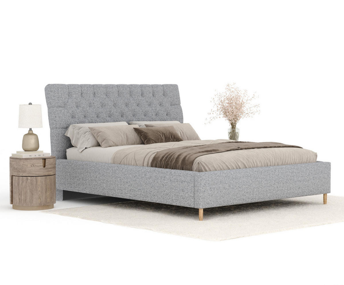 POLSTERBETT Vezzola Grau 120/200 cm im Webstoff - Naturfarben/Grau, Holz/Holzwerkstoff (120/200cm) - Maison de Reve
