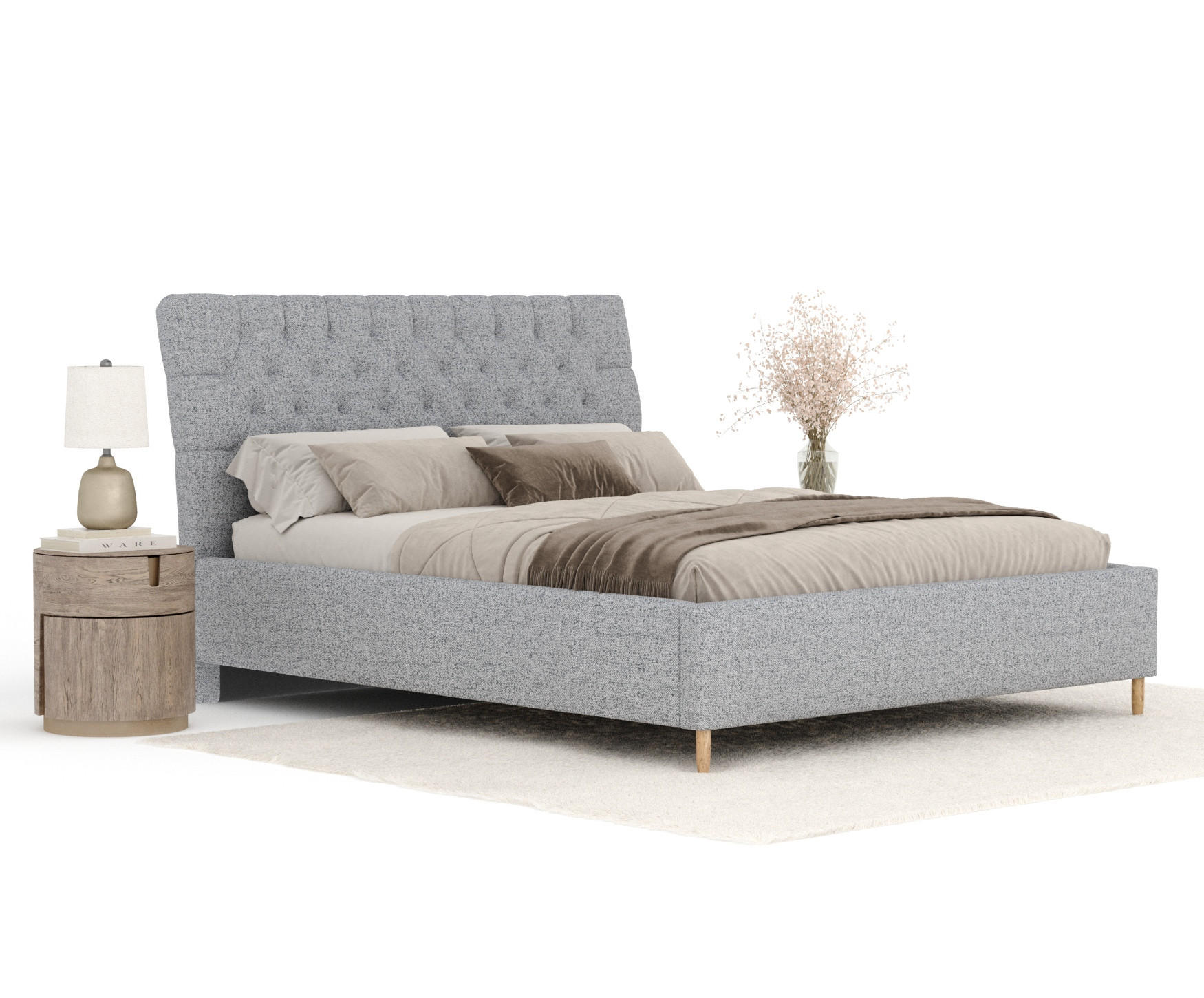 Thumbnail - Maison de Reve Polsterbett, Grau, Textil, Buche, Kiefer, 120x200 cm, Oeko-Tex® Standard 100, FSC 100%, Made in EU, Schla...